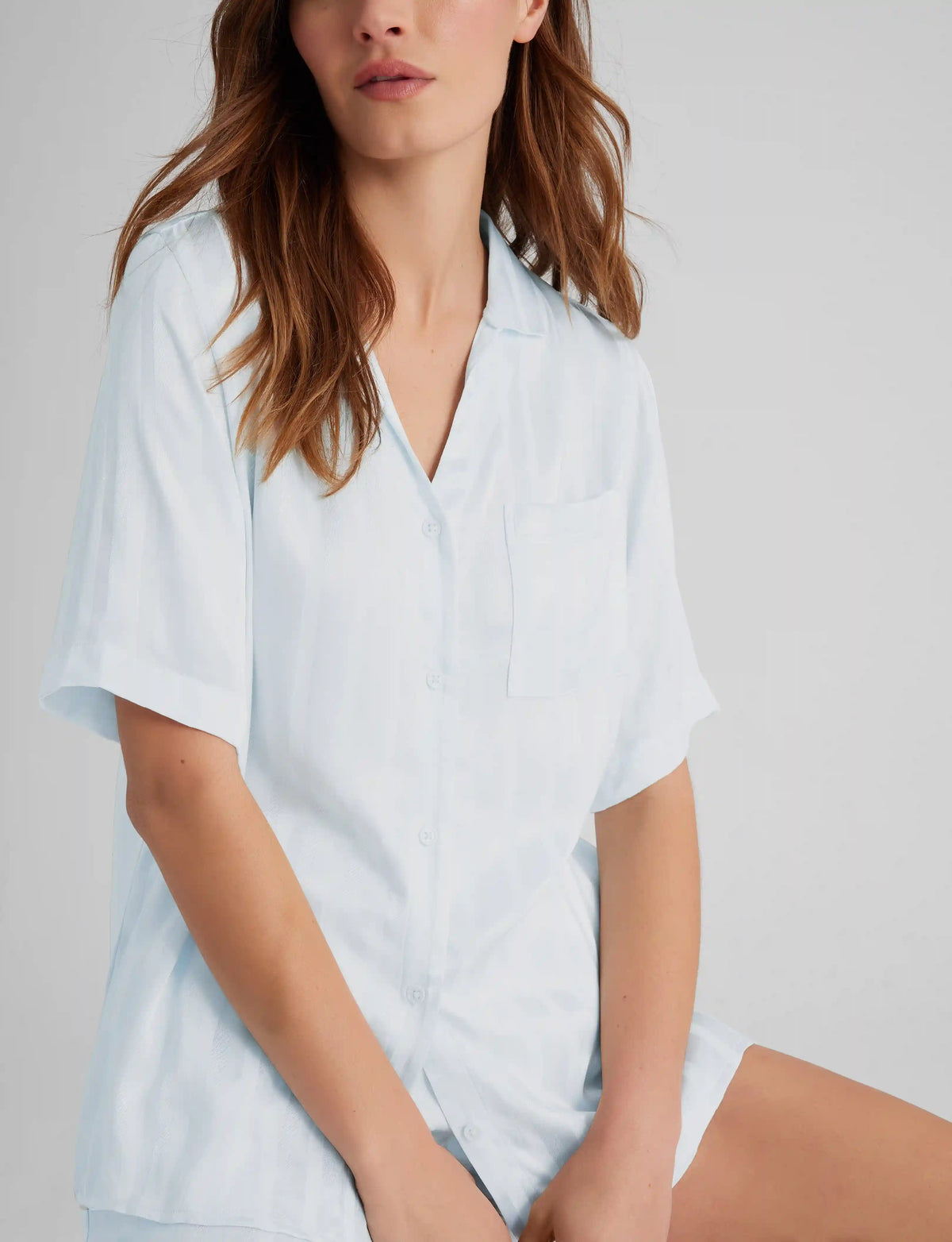 Women's Satin Jacquard Pajama Top & Short Set