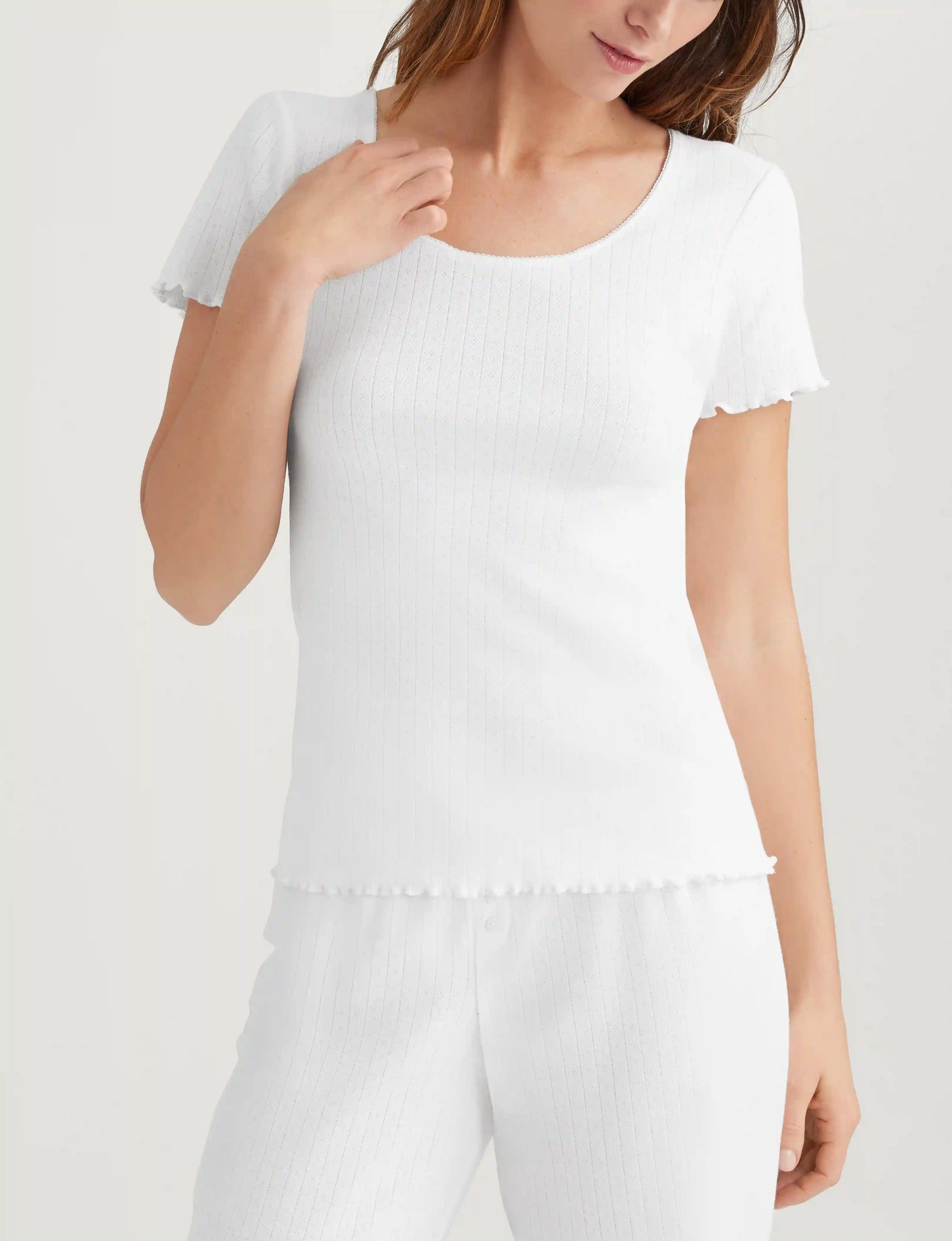 Women's Cotton Pointelle Rib Tee & Short Set