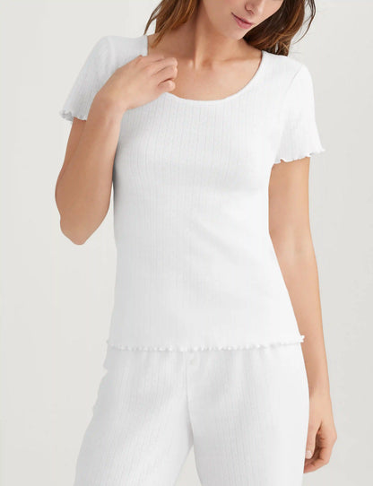Women's Cotton Pointelle Rib Tee & Short Set