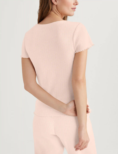 Women's Cotton Pointelle Rib Tee & Short Set