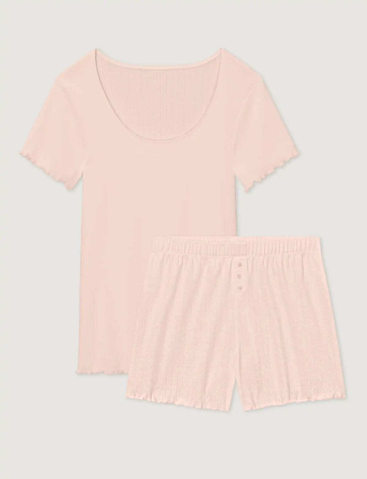 Women's Cotton Pointelle Rib Tee & Short Set