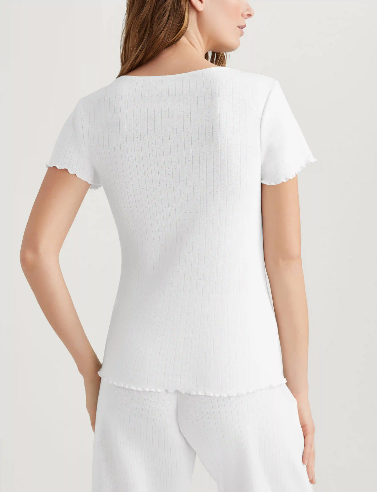 Women's Cotton Pointelle Rib Tee