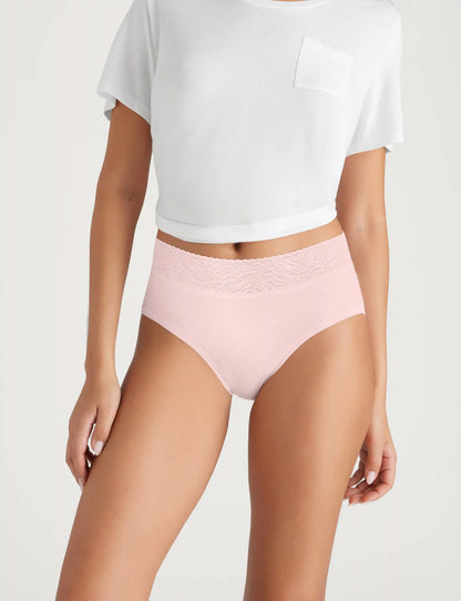 Women's Cool Cotton High Rise Brief, Lace Waist