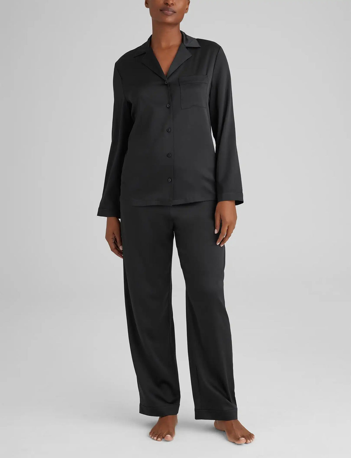 Women's Silk Long Sleeve Pajama Top & Pant Set