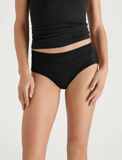 Women's Cool Cotton High Rise Brief, Lace Waist (5-Pack)