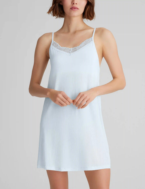 Women's Second Skin Luxe Rib Lace Chemise