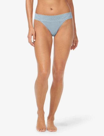 Women's Cool Cotton Thong, Lace Waist