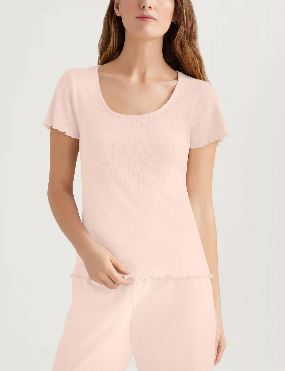Women's Cotton Pointelle Rib Tee & Short Set