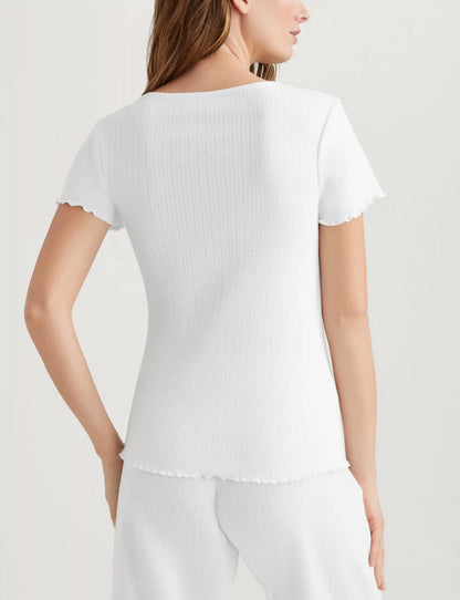 Women's Cotton Pointelle Rib Tee & Short Set