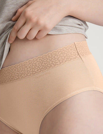 Women's Second Skin High Rise Brief, Lace Waist