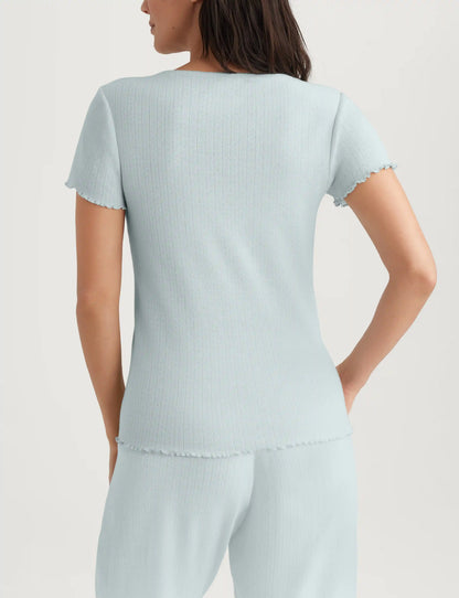 Women's Cotton Pointelle Rib Tee & Short Set